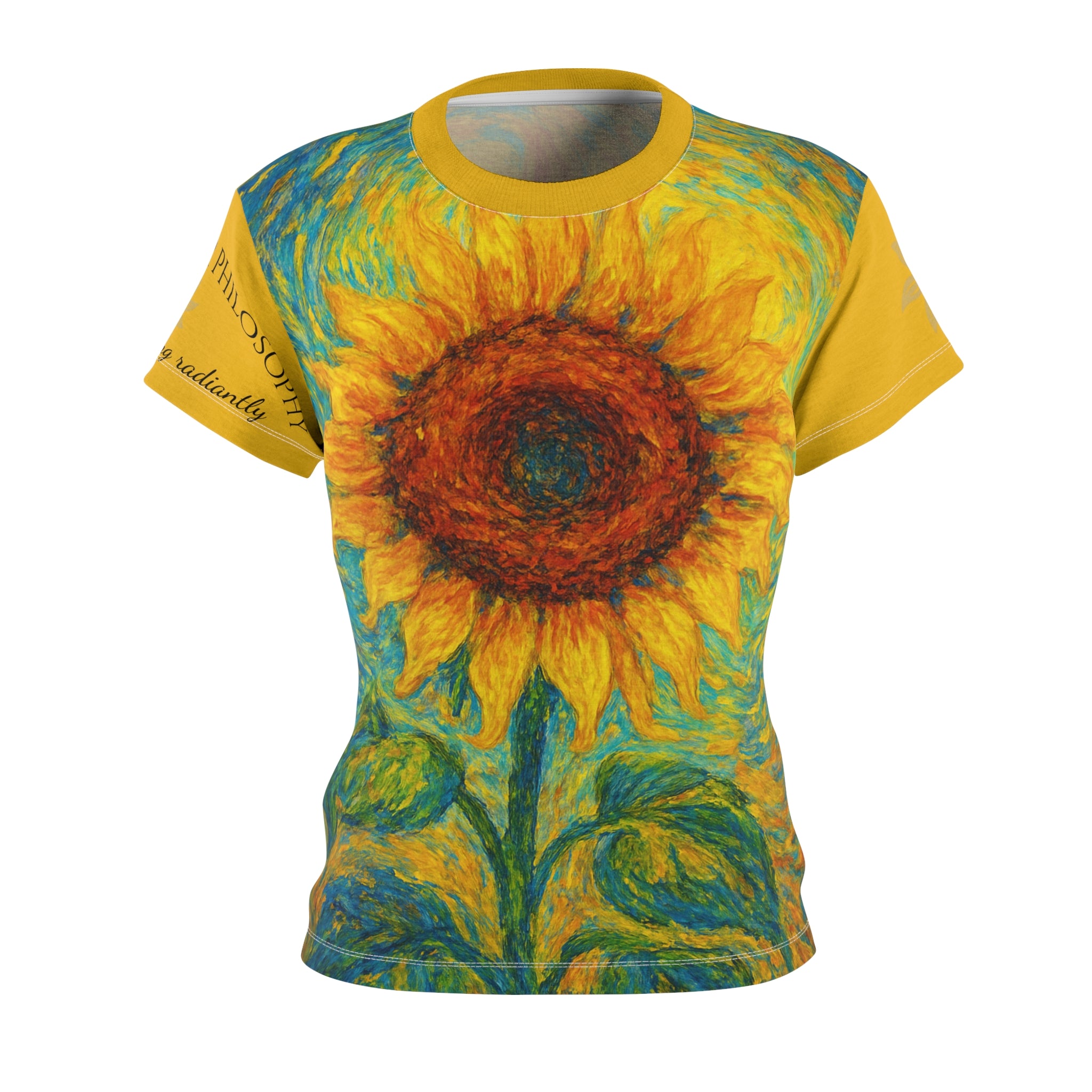 Sunflower Art Women's Cut & Sew Tee, Vibrant Floral Shirt, Unique Summer Top, Gift for Art Lovers, Cute Casual Wear
