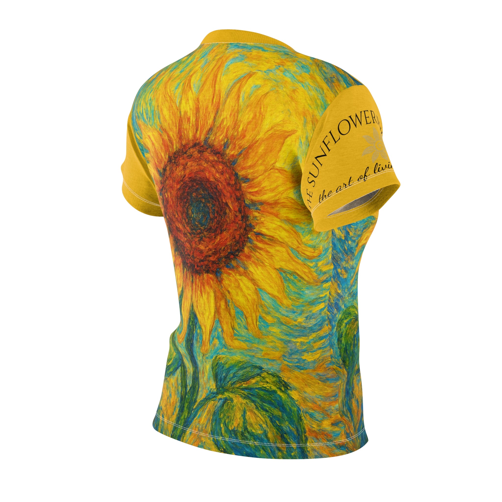 Sunflower Art Women's Cut & Sew Tee, Vibrant Floral Shirt, Unique Summer Top, Gift for Art Lovers, Cute Casual Wear