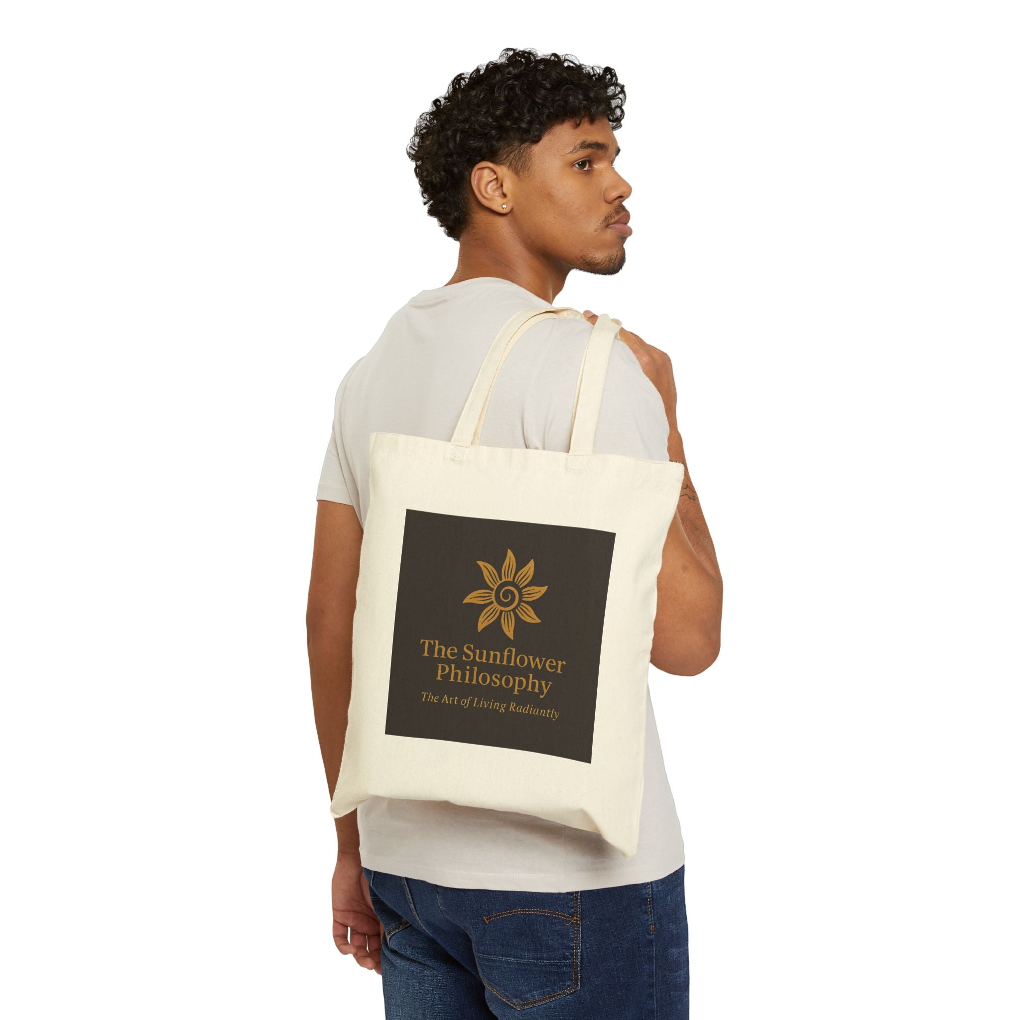 Sunflower Philosophy Canvas Tote Bag | Eco-Friendly Shopping, Gift for Plant Lovers, Festival Bags, Everyday Use, Stylish Storage