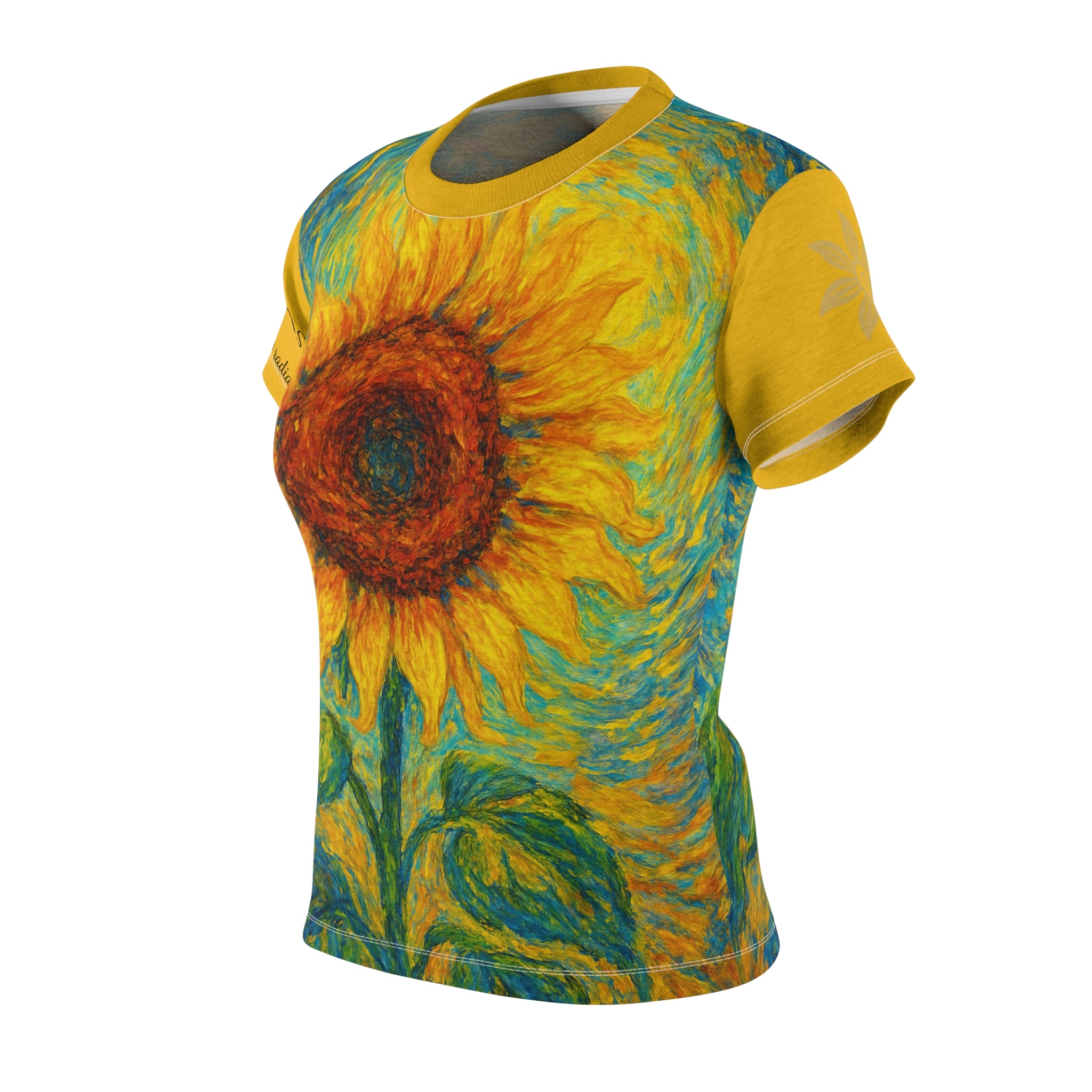 Sunflower Art Women's Cut & Sew Tee, Vibrant Floral Shirt, Unique Summer Top, Gift for Art Lovers, Cute Casual Wear
