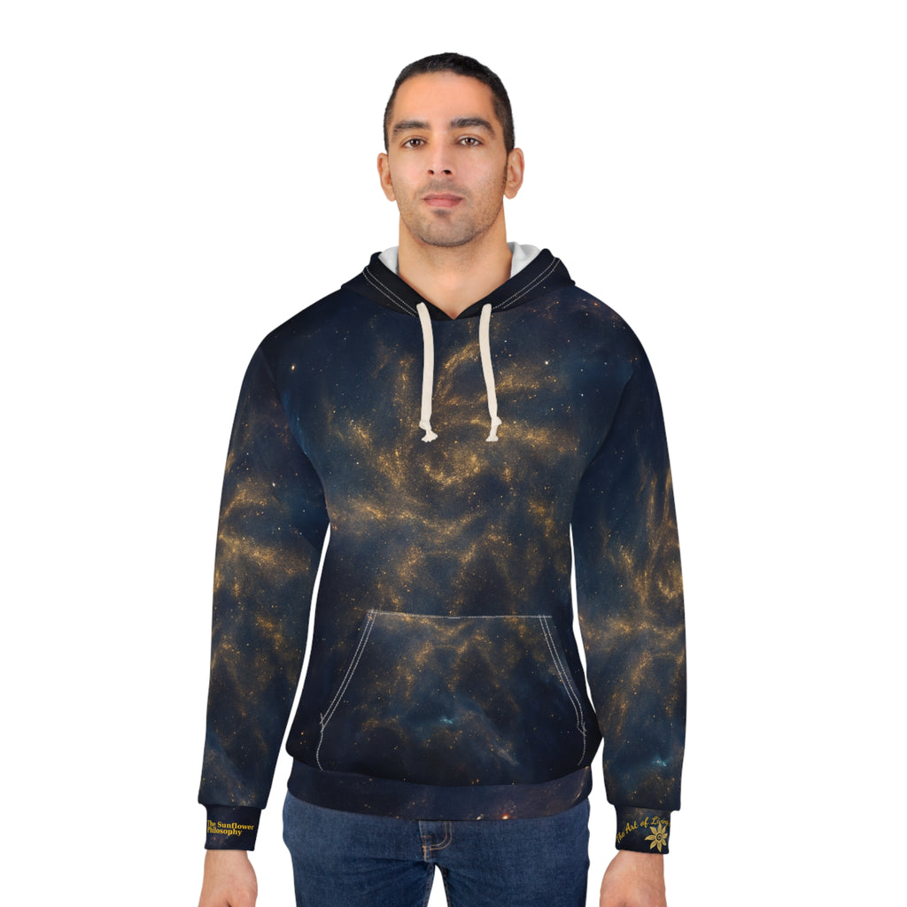 Cosmic Sunflower Unisex Pullover Hoodie | Cozy Space-Inspired Sweatshirt for Astronomers, Stargazers, Gifts, Casual Wear