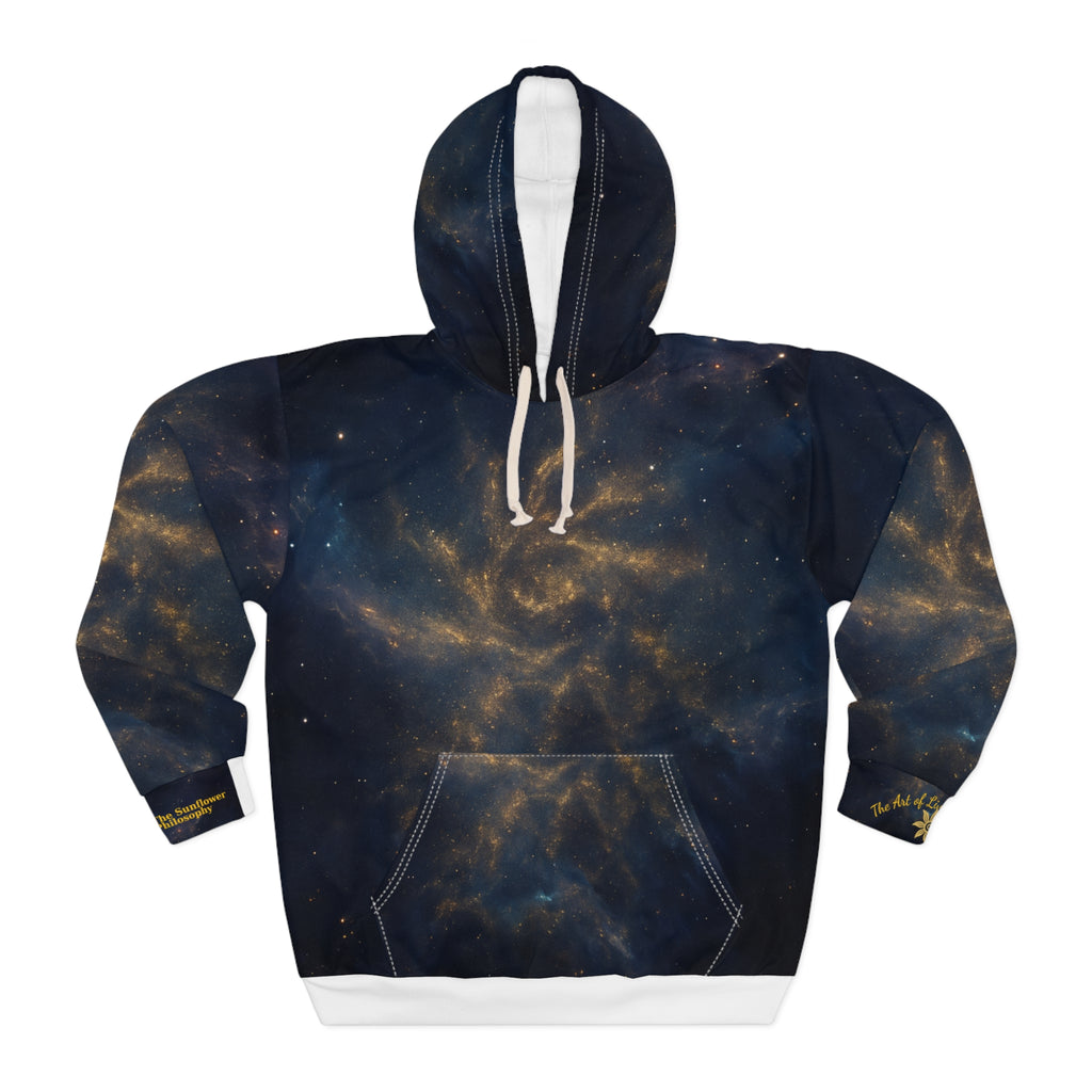 Cosmic Sunflower Unisex Pullover Hoodie | Cozy Space-Inspired Sweatshirt for Astronomers, Stargazers, Gifts, Casual Wear